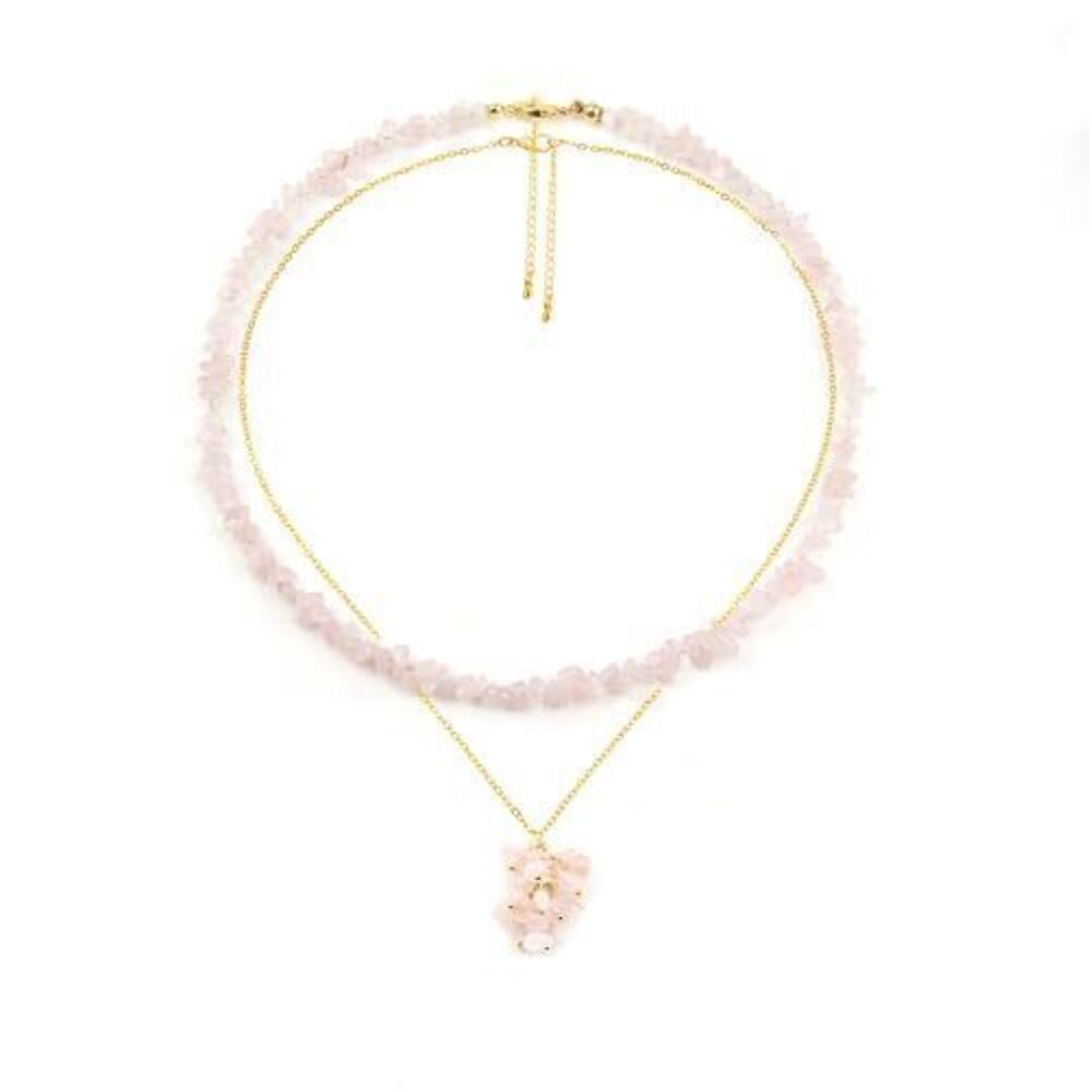 2050 Rose Quartz Necklace Beaded Necklaces Handmade Natural Stone Raw